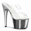 Pleaser Shoes By Pleaser USA ADORE-702 Pleaser Shoes Clear Silver Chrome Platform Sandal