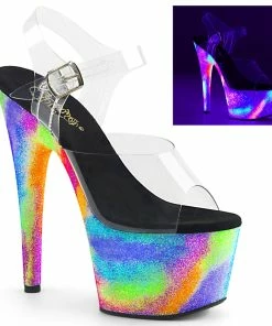 Pleaser Shoes By Pleaser USA ADORE-708GXYPleaser Shoes Black Light Platform Stripper Shoe 7 Inch Heels