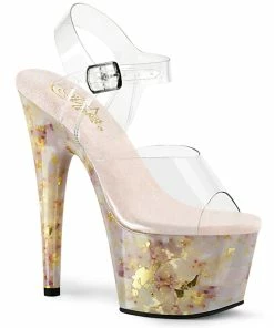 Pleaser Shoes By Pleaser USA ADORE-708MB Pleaser Shoes Gold Marble Stripper Shoes