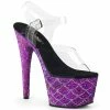 Pleaser Shoes By Pleaser USA 7 Inch Heels ADORE-708MSLG Pleaser Shoes Purple Glitter Platform Stripper Shoes