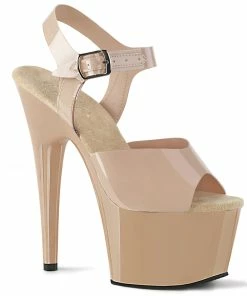 Pleaser Shoes By Pleaser USA 7 Inch Heels ADORE-708N Pleaser Shoes Cream Color Platform Stripper Shoe