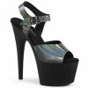 Pleaser Shoes By Pleaser USA ADORE-708N-DT Pleaser Shoes Pewter Hologram Stripper Shoes 7 Inch Heels