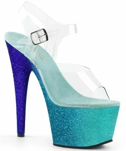Pleaser Shoes By Pleaser USA ADORE-708OMBRE Pleaser Shoes Aqua Blue 7 Inch Stripper Shoe