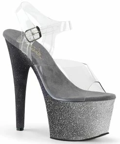 Pleaser Shoes By Pleaser USA 7 Inch Heels ADORE-708OMBRE Pleaser Shoes Silver Ombre Platform Exotic Dancer Shoe