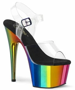 Pleaser Shoes By Pleaser USA ADORE-708RC Pleaser Shoes Rainbow Chrome Stripper Shoes