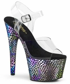 Pleaser Shoes By Pleaser USA ADORE-708SP Pleaser Shoes 7 Inch Heel Snake Print Exotic Dancer Shoe 7 Inch Heels