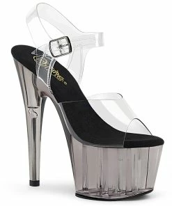 Pleaser Shoes By Pleaser USA ADORE-708T Pleaser Shoes Smoke Tinted Platform Exotic Dancer Shoe