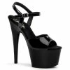 Pleaser Shoes By Pleaser USA 7 Inch Heels ADORE-709 Pleaser Shoes Black Patent High Heel Stripper Shoe