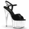 Pleaser Shoes By Pleaser USA 7 Inch Heels ADORE-709 Pleaser Shoes Black Patent Clear Platform Stripper Shoe