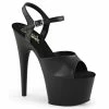 Pleaser Shoes By Pleaser USA ADORE-709 Pleaser Shoe Black Vegan Leather 7 Inch Heel Stripper Shoe