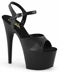 Pleaser Shoes By Pleaser USA ADORE-709 Pleaser Shoe Black Vegan Leather 7 Inch Heel Stripper Shoe