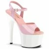 Pleaser Shoes By Pleaser USA 7 Inch Heels ADORE-709 Pleaser Shoes Pink And White Stripper Shoes