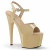 Pleaser Shoes By Pleaser USA 7 Inch Heels ADORE-709 Pleaser Shoes Cream Patent Beginning Stripper Shoe