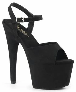 Pleaser Shoes By Pleaser USA ADORE-709FS Pleaser Shoes Black Vegan Suede 7 Inch Sexy Sandal