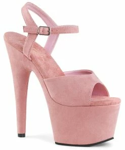 Pleaser Shoes By Pleaser USA 7 Inch Heels ADORE-709FS Pleaser Shoes Baby Pink Faux Suede Platform Sandal