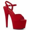 Pleaser Shoes By Pleaser USA ADORE-709FS Pleaser Shoes Red Vegan Suede Platform Stripper Shoes