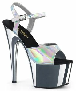 Pleaser Shoes By Pleaser USA 7 Inch Heels ADORE-709HGCH Pleaser Shoes Silver Hologram Sexy Stripper Shoe