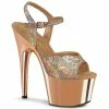 Pleaser Shoes By Pleaser USA ADORE-709HM Pleaser Shoes Metallic Rose Gold Stripper Shoes 7 Inch Heels