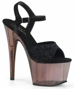 Pleaser Shoes By Pleaser USA ADORE-709MCT Pleaser Shoes Crushed Black Velvet Smoke Platform Stripper Shoe