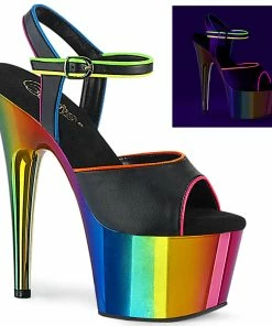 Pleaser Shoes By Pleaser USA ADORE-709RC-02 Pleaser Shoes Rainbow Chrome Platform Shoe