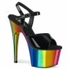 Pleaser Shoes By Pleaser USA 7 Inch Heels ADORE-709RC Pleaser Shoes Rainbow Platform Stripper Shoe