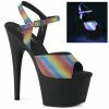 Pleaser Shoes By Pleaser USA 7 Inch Heels ADORE-709REFL-02 Pleaser Shoes Reflective Rainbow Stripper Shoe