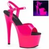 Pleaser Shoes By Pleaser USA ADORE-709UV Pleaser Shoes Neon Pink Blacklight Reactive Stripper Shoe 7 Inch Heels