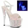 Pleaser Shoes By Pleaser USA 7 Inch Heels ADORE-710UVG Glow Under Blacklight Glitter Stripper Shoes