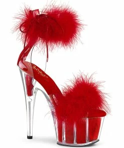 Pleaser Shoes By Pleaser USA ADORE-724F Pleaser Shoes Red Maraou Trimmed Pleaser Shoe Stripper Sandal