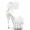 Pleaser Shoes By Pleaser USA ADORE-724F White Marabou Ankle Cuff Stripper Shoes 7 Inch Heels