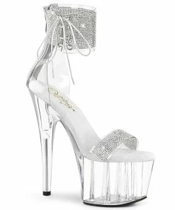 Pleaser Shoes By Pleaser USA 7 Inch Heels ADORE-727RS Rhinestone Ankle Cuff 7 Inch Stripper Shoes