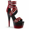 Pleaser Shoes By Pleaser USA ADORE-766 Red Black Zipper Strap Platform Stripper Shoe 7 Inch Heels