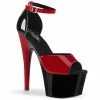 Pleaser Shoes By Pleaser USA ADORE-789 Black And Red Platform Exotic Dancer Shoe 7 Inch Heels