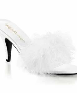 Fabulicious Shoes By Pleaser USA Sexy Sandals AMOUR-03 Fabulicous Shoes White Marabou High Heel Sandals
