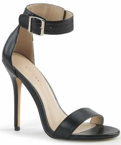 Pleaser Shoes By Pleaser USA Sexy Sandals AMUSE-10 Pleaser Shoes Black Faux Leather Sexy High Heel Shoes
