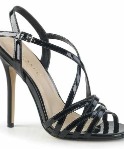 Pleaser Shoes By Pleaser USA AMUSE-13 Pleaser Shoes Black Strappy Sexy High Heel Sandal