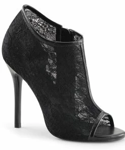 Fabulicious Shoes By Pleaser USA AMUSE-56 Fabulicious Shoes Lace Overlay High Heel Sexy Bootie Booties And Ankle High Boots