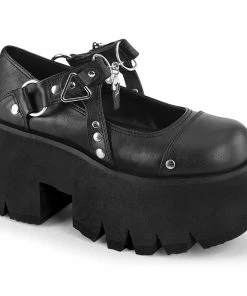Women's Demonia Footwear ASHES-33 Demonia Shoes Gothic Studded Platform Maryjane