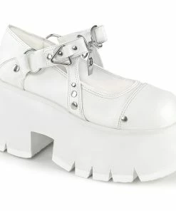 ASHES-33 Demonia Shoes White Vegan Gothic Maryjane