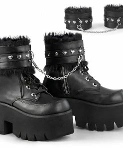 Women's Demonia Footwear ASHES-57 Demonia Shoes Vegan Leather Platform Gothic Boot