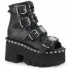 ASHES-70 Demonia Shoes Metal Studded Platform Gothic Boot Women's Demonia Footwear