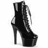 Pleaser Shoes By Pleaser USA ASPIRE-1020 Comfortable Black Patent Stripper Boots Booties And Ankle High Boots