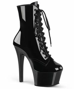 Pleaser Shoes By Pleaser USA ASPIRE-1020 Comfortable Black Patent Stripper Boots Booties And Ankle High Boots
