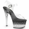 Pleaser Shoes By Pleaser USA ASPIRE-608STD Pleaser Shoes Black Tinted Rhinestone Comfortable Stripper Shoe 6 Inch Heels