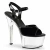 Pleaser Shoes By Pleaser USA 6 Inch Heels ASPIRE-609 Clear Platform Black Patent Comfortable Stripper Sandal
