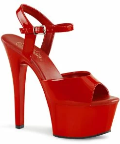 Pleaser Shoes By Pleaser USA ASPIRE-609 Red Platform Comfortable Pole Dancing Shoes 6 Inch Heels