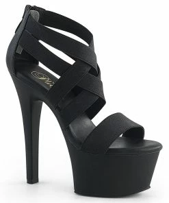 Pleaser Shoes By Pleaser USA ASPIRE-669 Strappy Elastic Band Comfy Stripper Shoe 6 Inch Heels