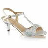 Fabulicious Shoes By Pleaser USA AUDREY-05 Silver Shimmering Kitten Heel Rhinestone Prom Shoe