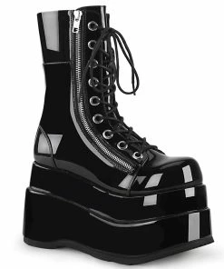 Demonia Shoes BEAR-265 Black Patent Platform Gothic Demonia Boot Women's Demonia Footwear