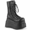 Demonia Shoes Women's Demonia Footwear BEAR-265 Vegan Leather Platform Mid Calf Gothic Demonia Boot